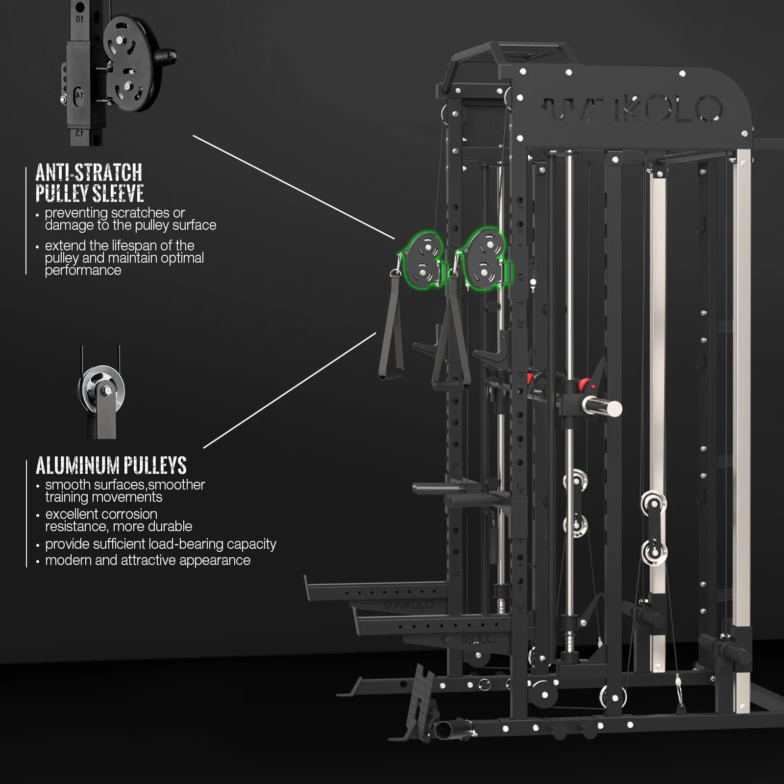 Smith Machine, All-In-One Power Rack Cage with Adjustable Cable Crossover, Vertical Leg Press and Smith Bar with 800 Lbs Capacity Weight Bench